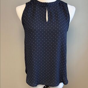 LOFT Petites Navy Polka Dot Sleeveless Blouse Size SP